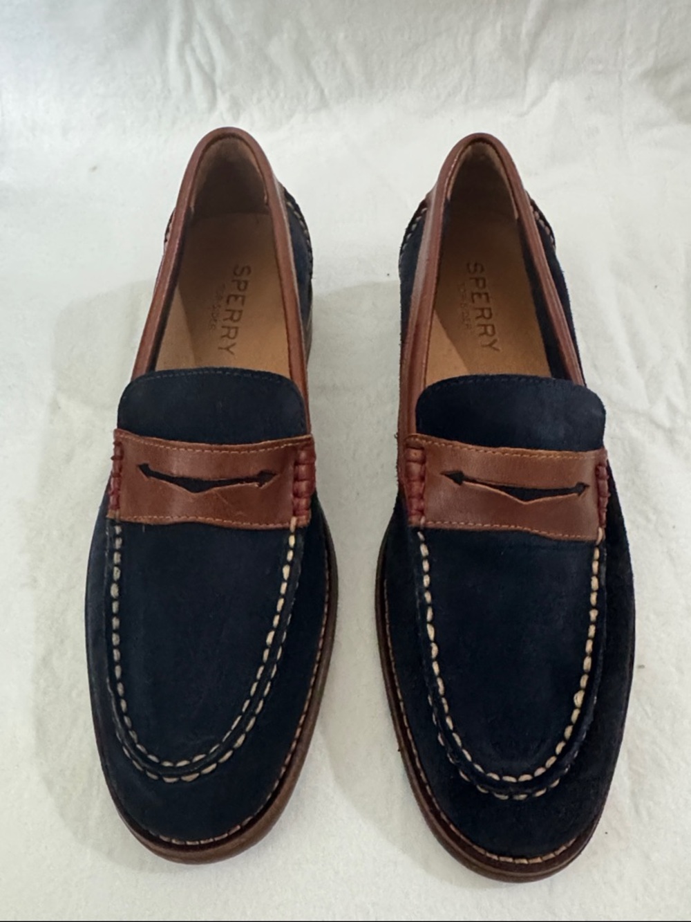 Classic Sperry Blue Suede Penny Loafers - Men's